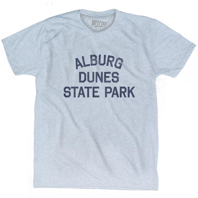 Vermont Alburg Dunes State Park Adult Tri-Blend Vintage T-shirt-Athletic White