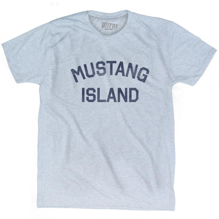 Texas Mustang Island Adult Tri-Blend Vintage T-shirt-Athletic White