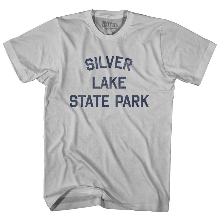 Vermont Silver Lake State Park Adult Cotton Vintage T-shirt-Cool Grey