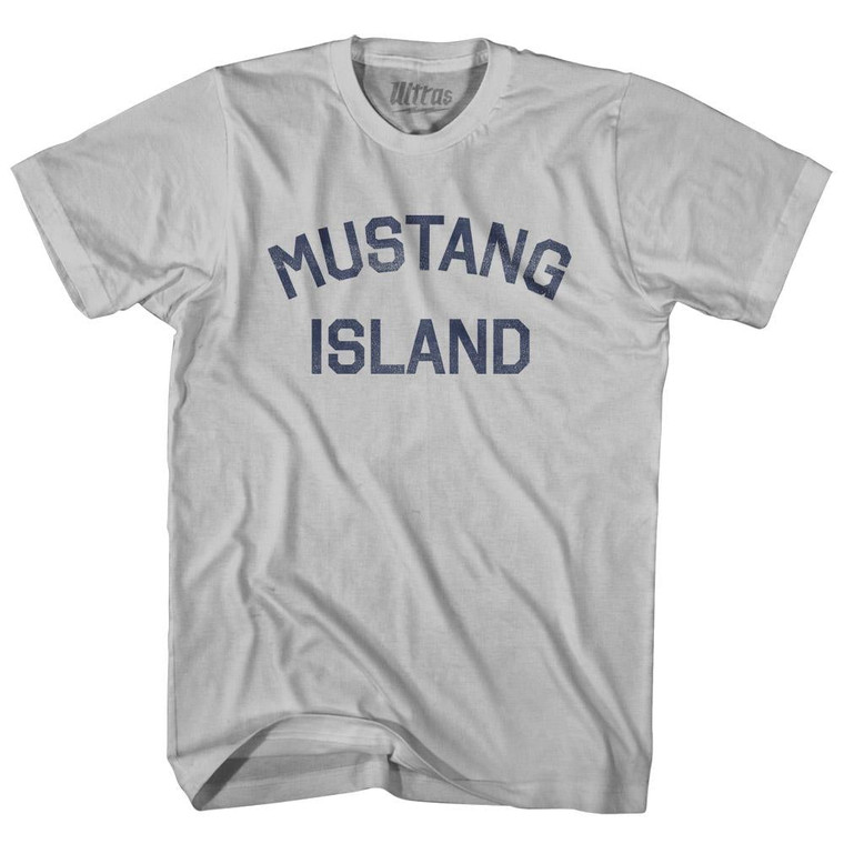 Texas Mustang Island Adult Cotton Vintage T-shirt - Cool Grey