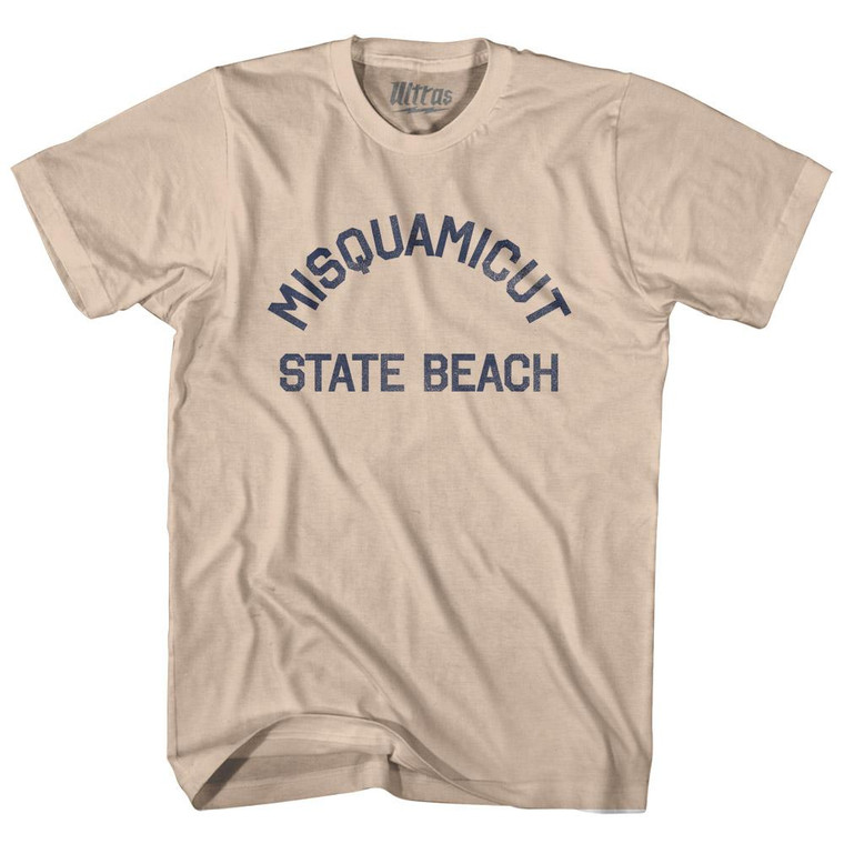 Rhode Island Misquamicut State Beach Adult Cotton Vintage T-shirt - Creme