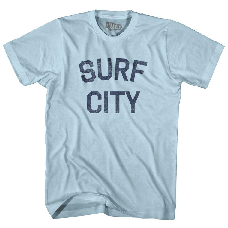 North Carolina Surf City Adult Cotton Vintage T-shirt - Light Blue