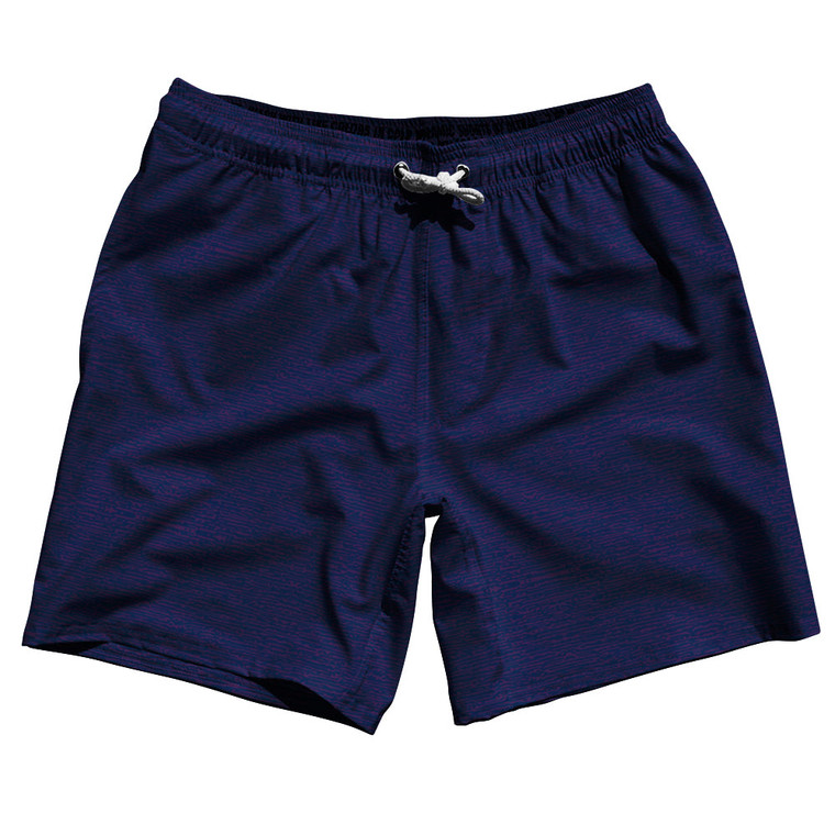 Strata Navy & Purple 7" Swim Shorts Made in USA - Navy