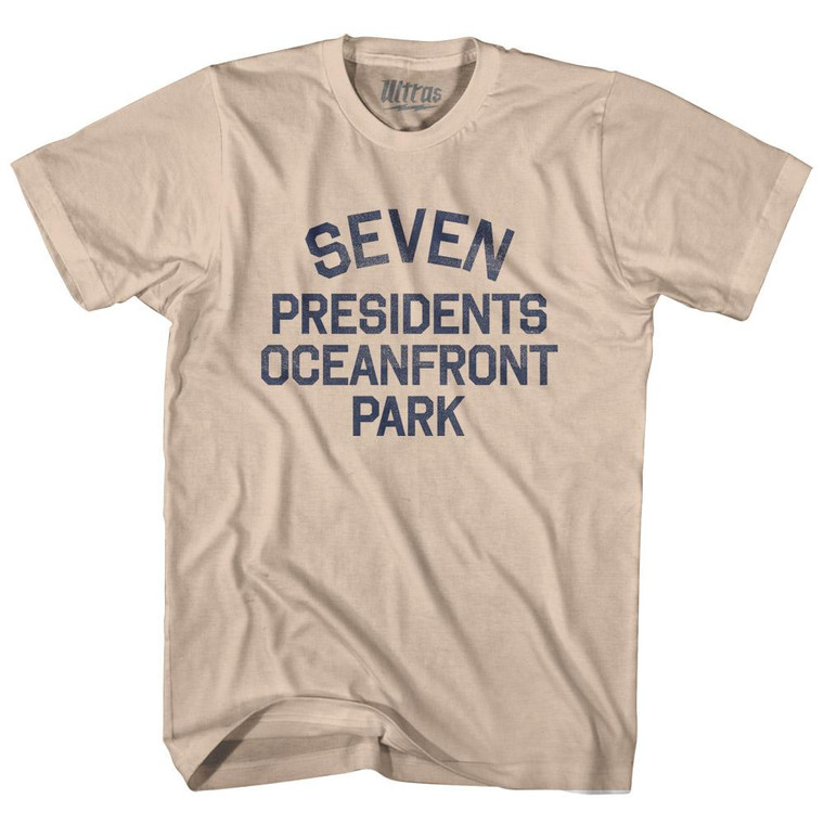 New Jersey Seven Presidents Oceanfront Park Adult Cotton Vintage T-shirt - Creme