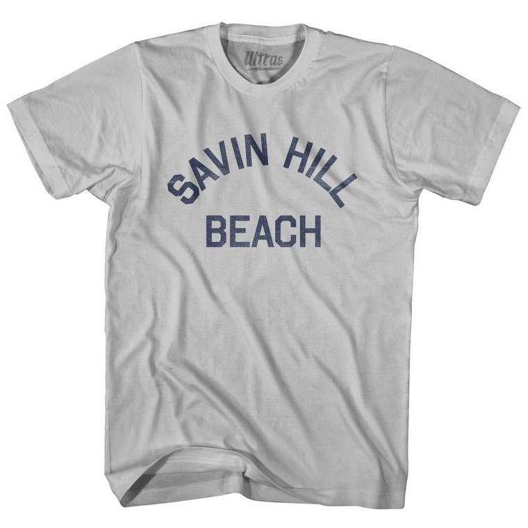 Massachusetts Savin Hill Beach Adult Cotton Vintage T-shirt - Cool Grey