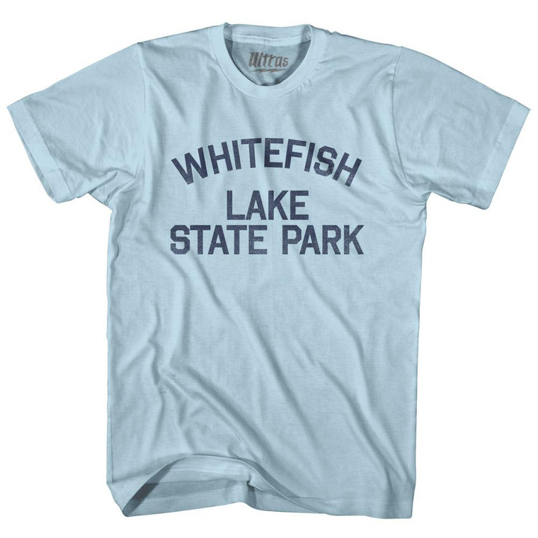 Montana Whitefish Lake State Park Adult Cotton Vintage T-shirt - Light Blue Montana Whitefish Lake State Park Adult Cotton Vintage T-shirt - Light Blue