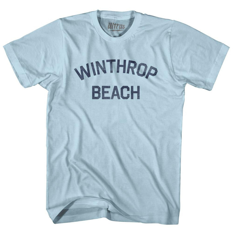 Massachusetts Winthrop Beach Adult Cotton Vintage T-shirt - Light Blue