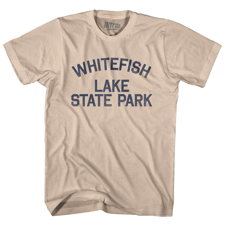 Montana Whitefish Lake State Park Adult Cotton Vintage T-shirt - Creme