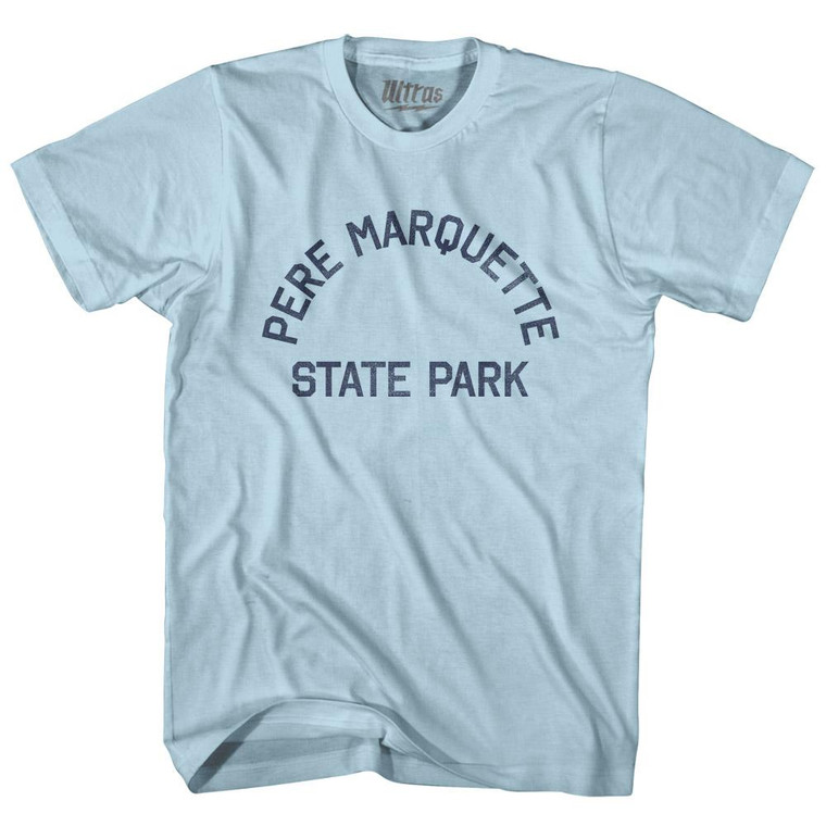 Michigan Pere Marquette Park Beach Adult Cotton Vintage T-shirt - Light Blue