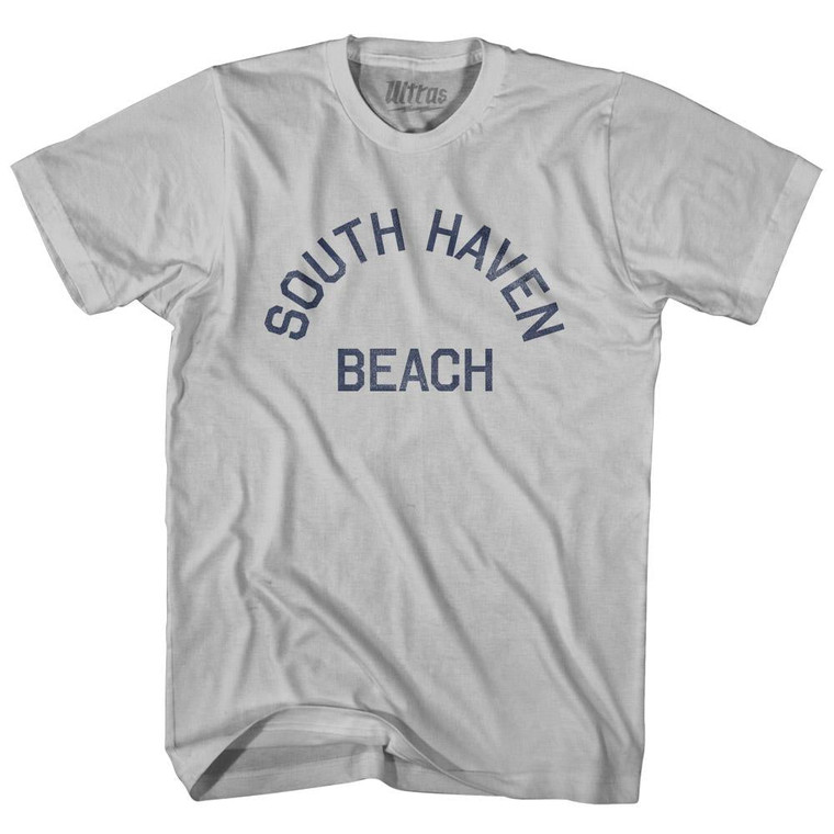 Michigan South Haven Beach Adult Cotton Vintage T-shirt - Cool Grey