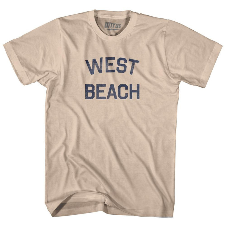 Massachusetts West Beach Adult Cotton Vintage T-shirt - Creme