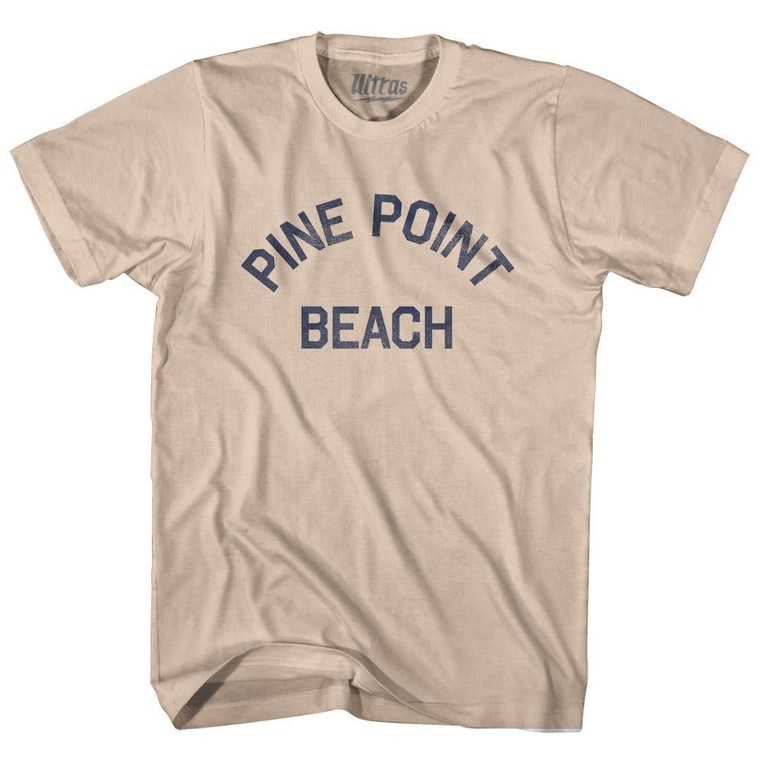 Maine Pine Point Beach Adult Cotton Vintage T-shirt - Creme