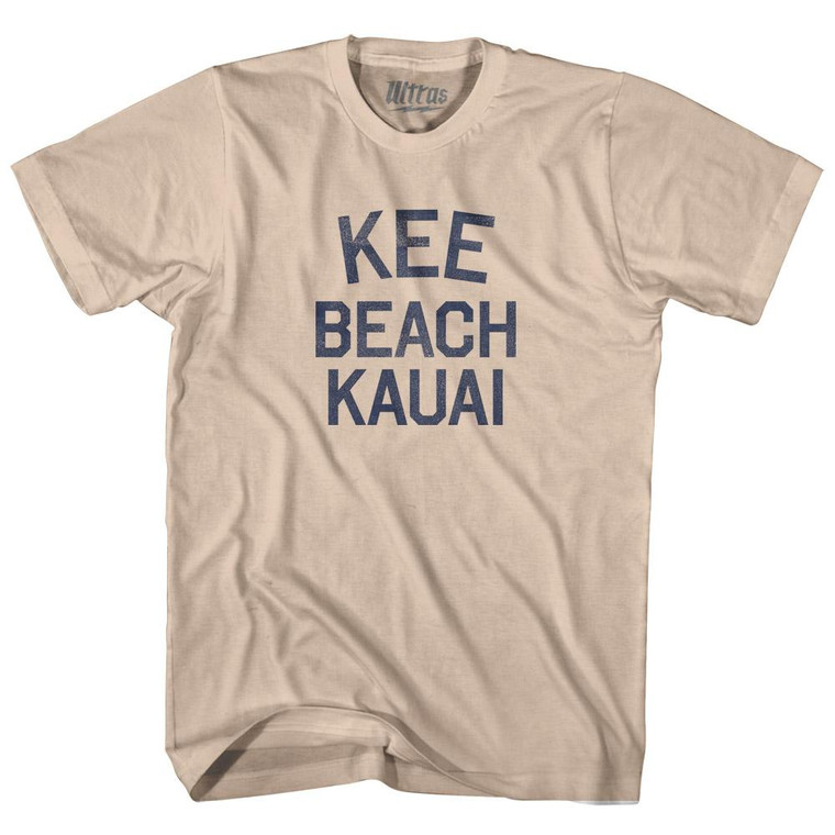 Hawaii Kee Beach Kauai Adult Cotton Vintage T-shirt - Creme