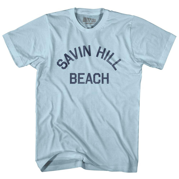 Massachusetts Savin Hill Beach Adult Cotton Vintage T-shirt - Light Blue