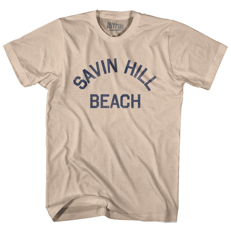 Massachusetts Savin Hill Beach Adult Cotton Vintage T-shirt-Creme