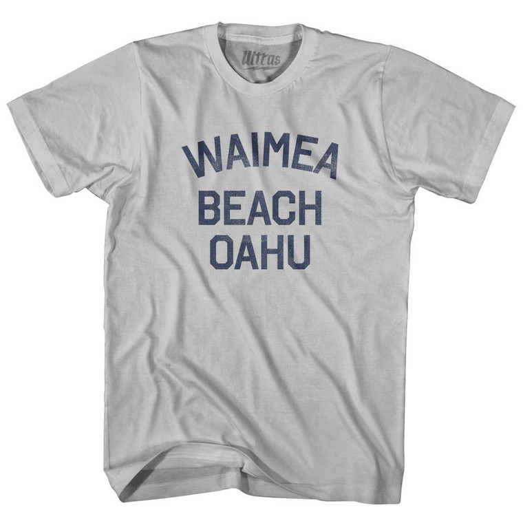 Hawaii Waimea Beach Oahu Adult Cotton Vintage T-shirt-Cool Grey