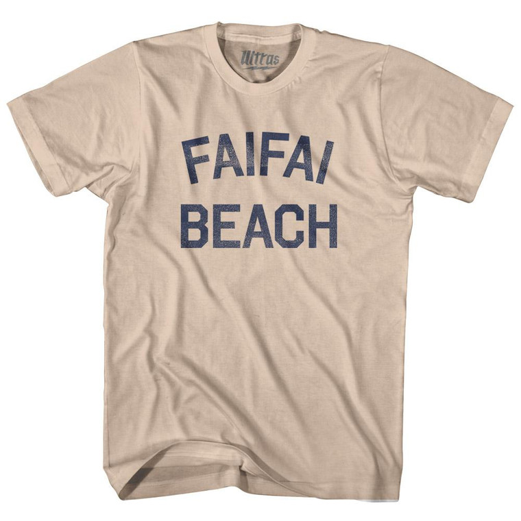 Guam Faifai Beach Adult Cotton Vintage T-shirt-Creme