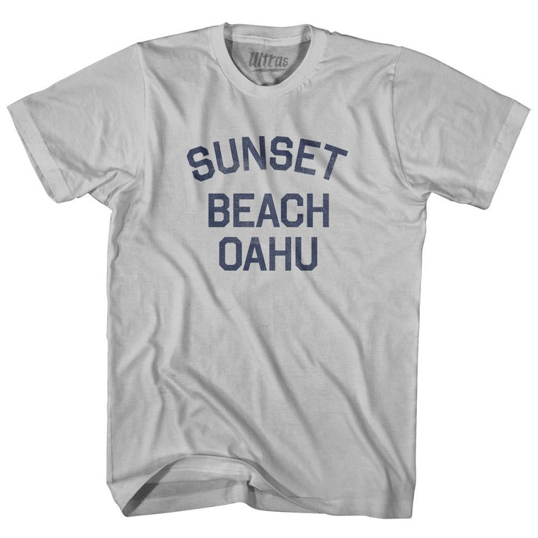 Hawaii Sunset Beach Oahu Adult Cotton Vintage T-shirt - Cool Grey