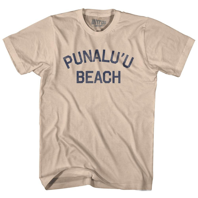 Hawaii Punalu'u Beach Adult Cotton Vintage T-shirt-Creme