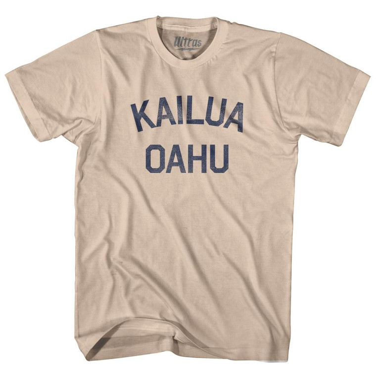 Hawaii Kailua Oahu Adult Cotton Vintage T-shirt-Creme