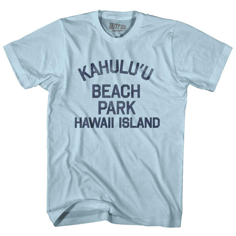 Hawaii Kahulu'u Beach Park Hawaii Island Adult Cotton Vintage T-shirt - Light Blue