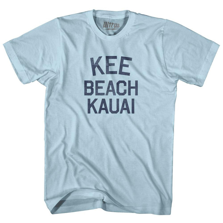Hawaii Kee Beach Kauai Adult Cotton Vintage T-shirt - Light Blue