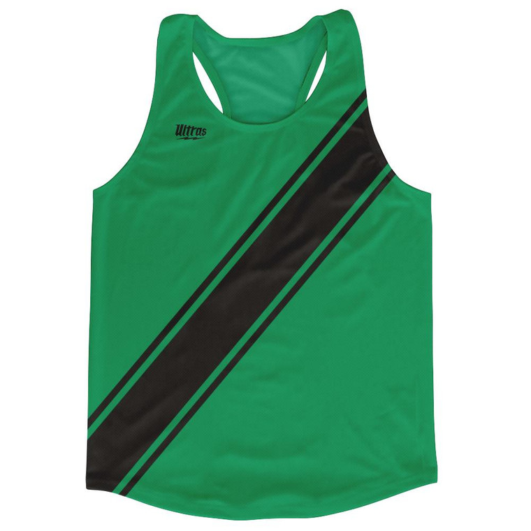 Kelly Green & Black Sash Running Tank Top Racerback Track & Cross Country Singlet Jersey Made In USA - Black & Kelly Green