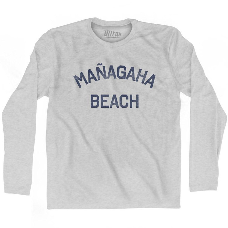 Northern Mariana Islands Managaha Beach Adult Cotton Long Sleeve Vintage T-shirt - Grey Heather