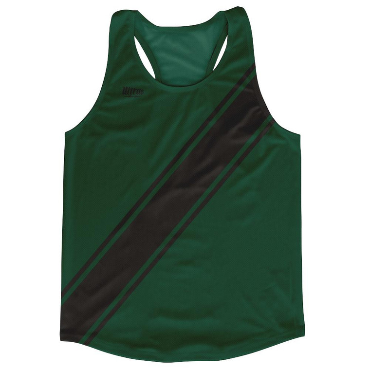Forest Green & Black Sash Running Tank Top Racerback Track & Cross Country Singlet Jersey Made In USA - Forest Green & Black