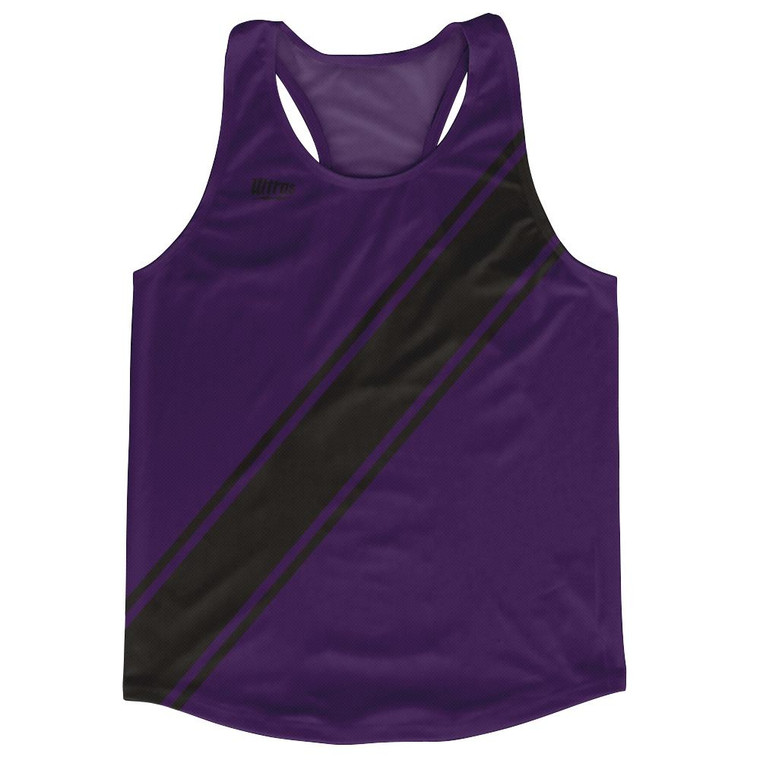 Purple & Black Sash Running Tank Top Racerback Track & Cross Country Singlet Jersey Made In USA - Black & Purple