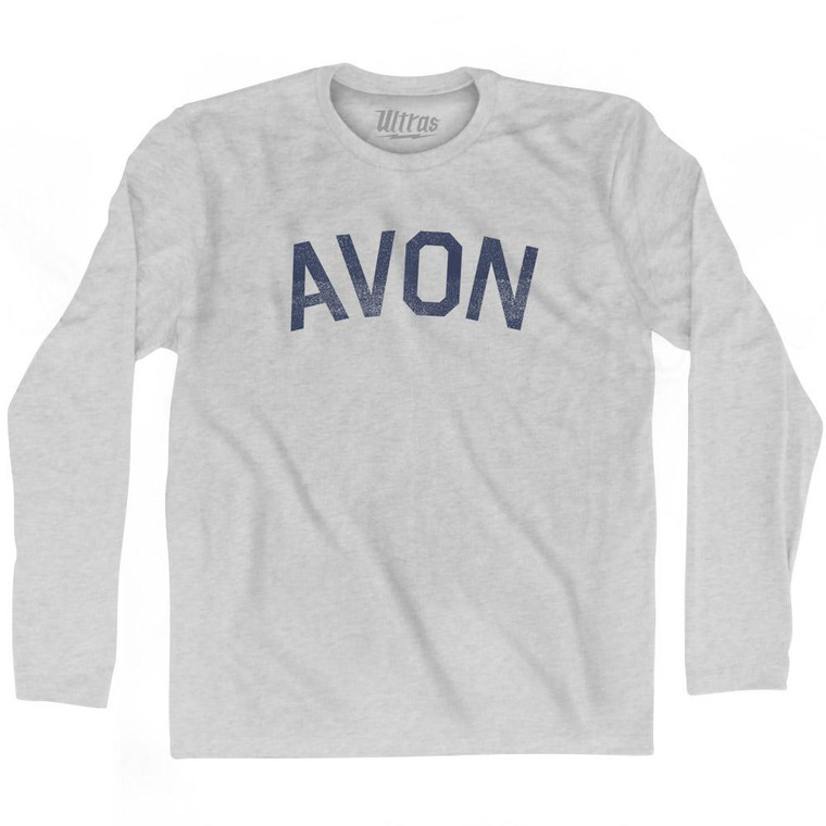 North Carolina Avon Adult Cotton Long Sleeve Vintage T-shirt - Grey Heather