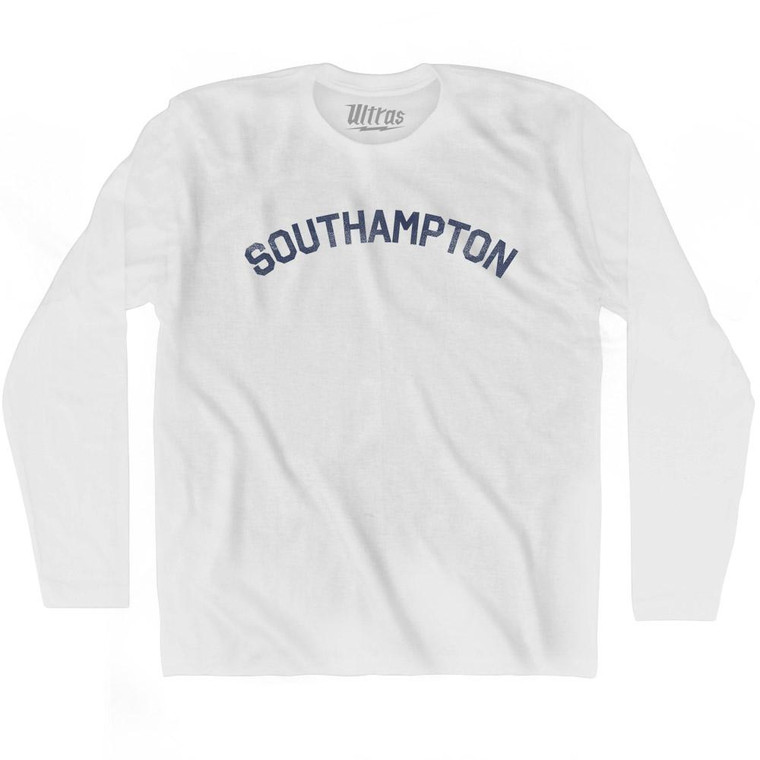 New York Southampton Adult Cotton Long Sleeve Vintage T-shirt - White