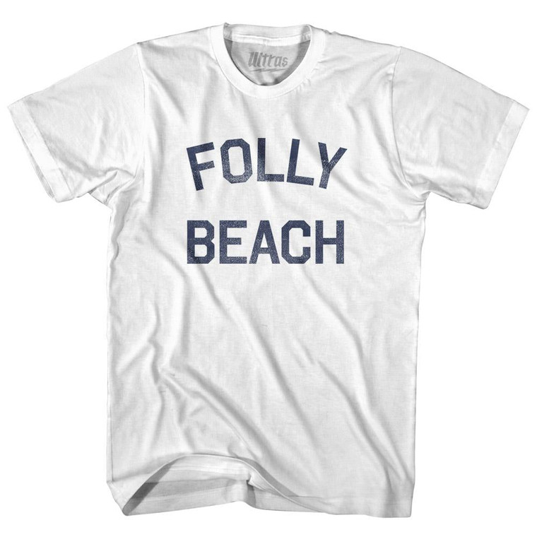 South Carolina Folly Beach Adult Cotton Vintage T-shirt - White