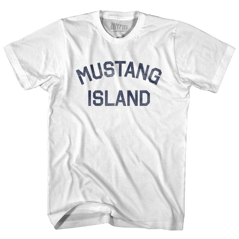 Texas Mustang Island Adult Cotton Vintage T-shirt - White