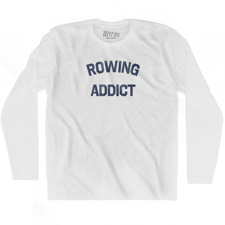 Rowing Addict Adult Cotton Long Sleeve T-shirt - White