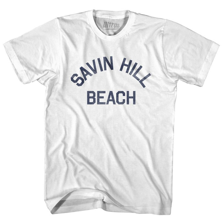 Massachusetts Savin Hill Beach Adult Cotton Vintage T-shirt-White