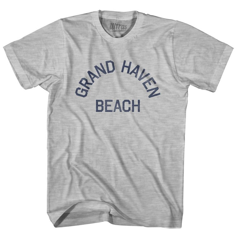 Michigan Grand Haven Beach Adult Cotton Vintage T-shirt - Grey Heather