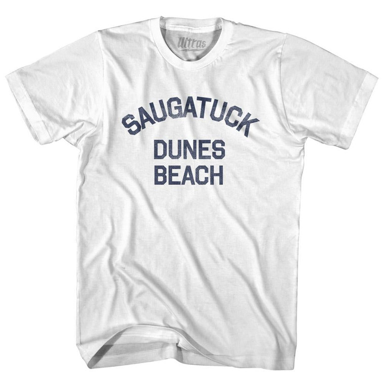 Michigan Saugatuck Dunes Beach Adult Cotton Vintage T-shirt - White