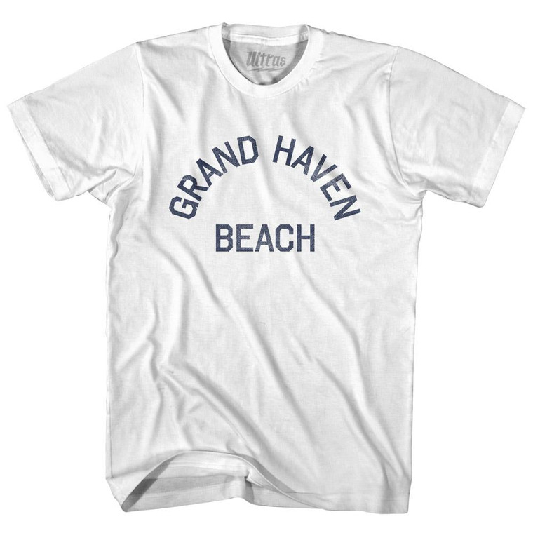 Michigan Grand Haven Beach Adult Cotton Vintage T-shirt - White