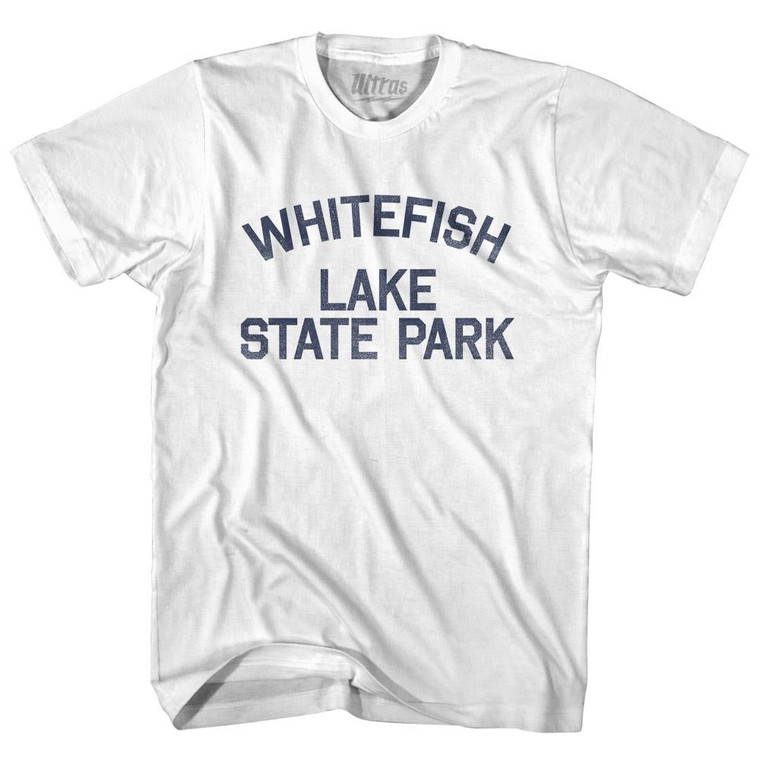 Montana Whitefish Lake State Park Adult Cotton Vintage T-shirt - White