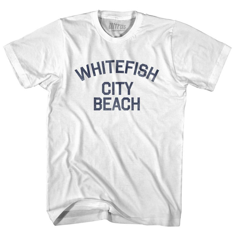 Montana Whitefish City Beach Adult Cotton Vintage T-shirt - White
