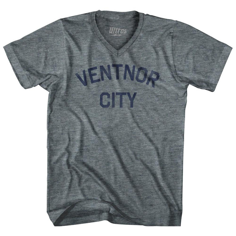 New Jersey Ventnor City Adult Tri-Blend V-neck Womens Junior Cut Vintage T-shirt - Athletic Grey