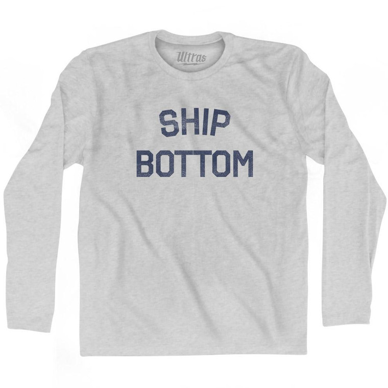 New Jersey Ship Bottom Adult Cotton Long Sleeve Vintage T-shirt - Grey Heather