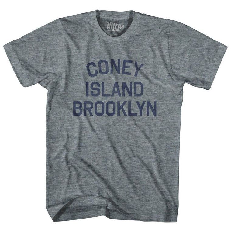 New York Coney Island, Brooklyn Adult Tri-Blend Vintage T-shirt - Athletic Grey