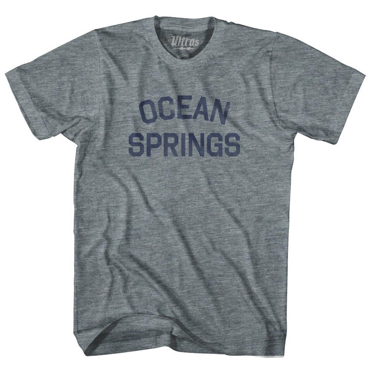 Mississippi Ocean Springs Adult Tri-Blend Vintage T-shirt - Athletic Grey