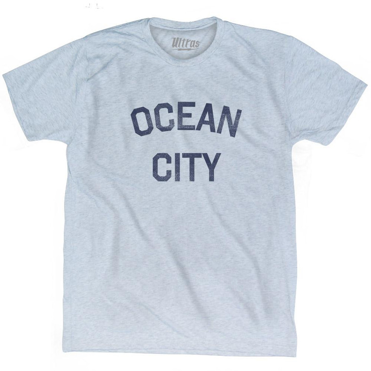 New Jersey Ocean City Adult Tri-Blend Vintage T-shirt - Athletic White