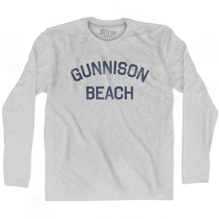 New Jersey Gunnison Beach Adult Cotton Long Sleeve Vintage T-shirt - Grey Heather