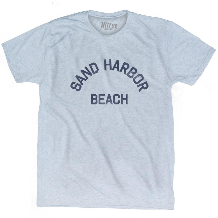 Nevada Sand Harbor Beach Adult Tri-Blend Vintage T-shirt - Athletic White