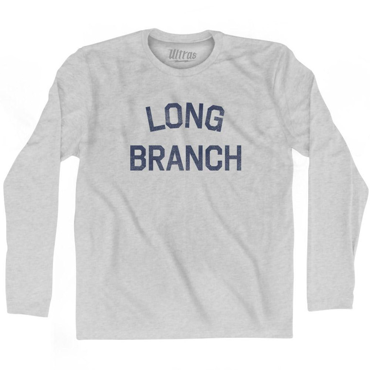 New Jersey Long Branch Adult Cotton Long Sleeve Vintage T-shirt - Grey Heather