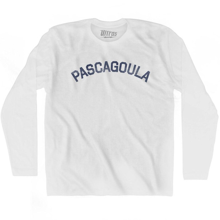 Mississippi Pascagoula Adult Cotton Long Sleeve Vintage T-shirt - White